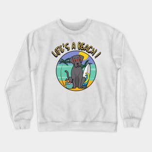 Funny Big Dog is chilling on the beach Crewneck Sweatshirt